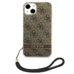 Guess GUOHCP14MH4STW Brown 4G Print Strap Kryt iPhone 14 Plus