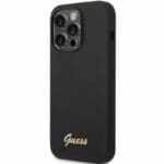 Guess Liquid Silicone Metal Logo Black Kryt iPhone 14 Pro