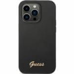 Guess Liquid Silicone Metal Logo Black Kryt iPhone 14 Pro