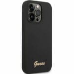 Guess Liquid Silicone Metal Logo Black Kryt iPhone 14 Pro