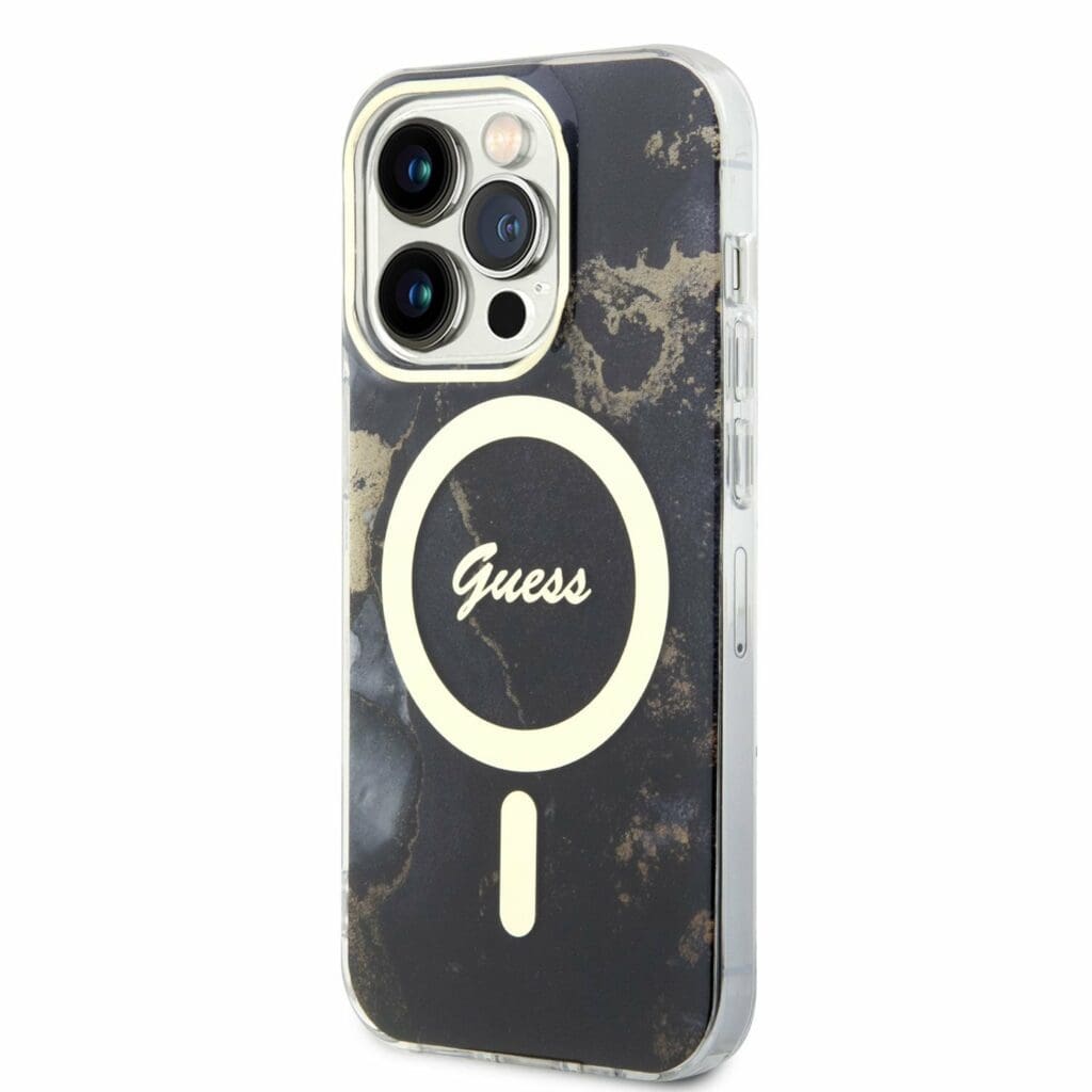 Guess Marble IML MagSafe Black Kryt iPhone 14 Pro