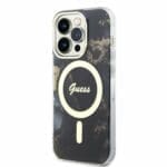 Guess Marble IML MagSafe Black Kryt iPhone 14 Pro