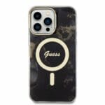 Guess Marble IML MagSafe Black Kryt iPhone 14 Pro Max