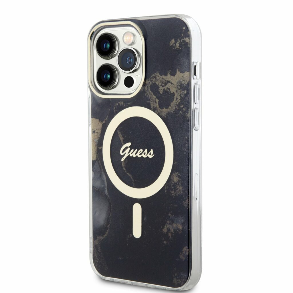 Guess Marble IML MagSafe Black Kryt iPhone 14 Pro Max