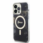 Guess Marble IML MagSafe Black Kryt iPhone 14 Pro Max
