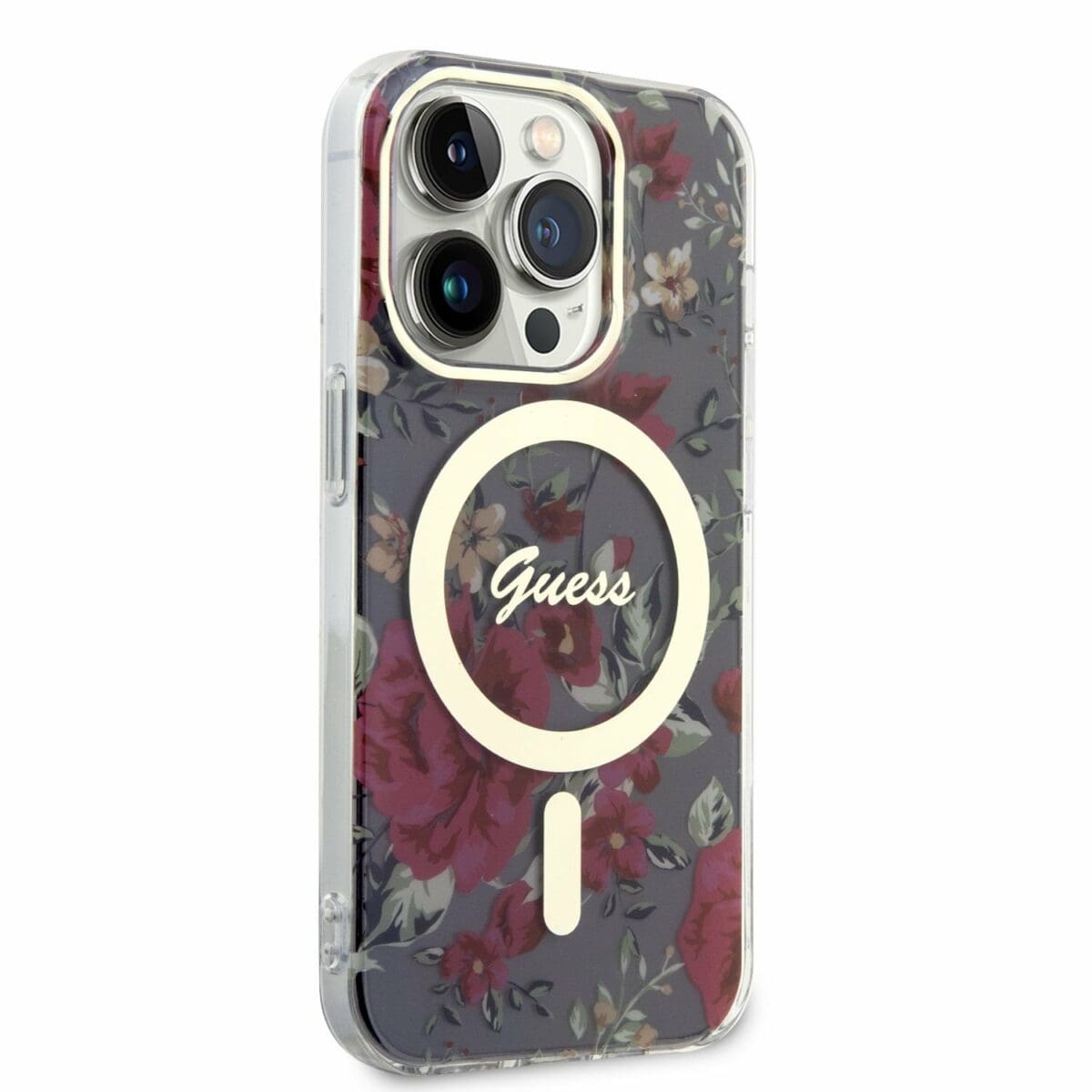 Guess PC/TPU Flowers IML MagSafe Kaki Kryt iPhone 14 Pro