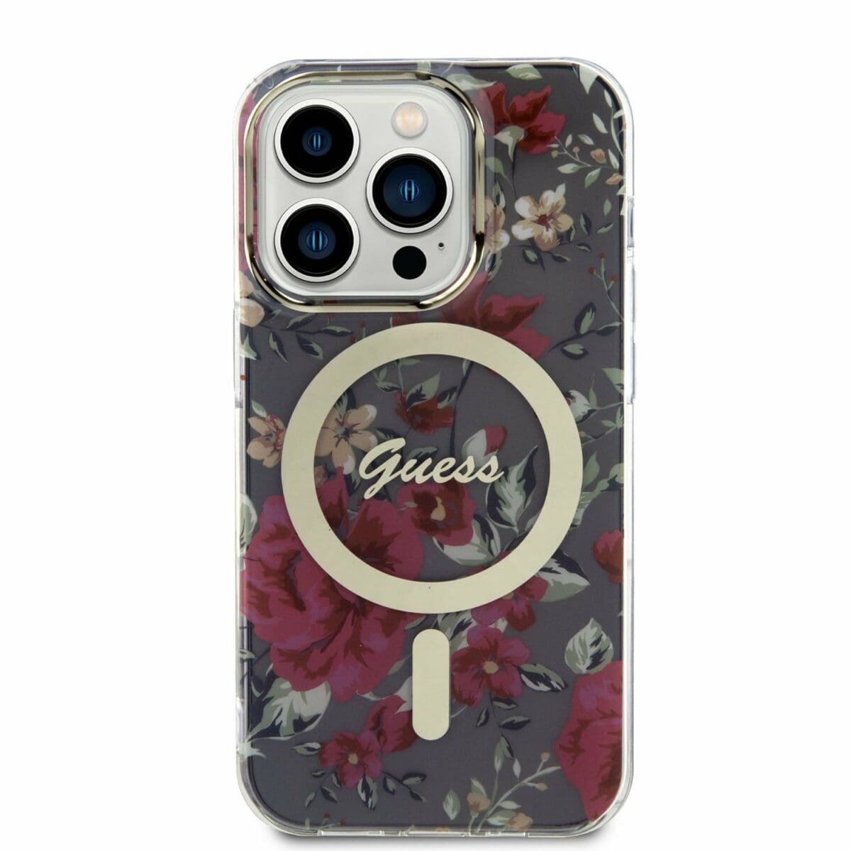 Guess PC/TPU Flowers IML MagSafe Kaki Kryt iPhone 14 Pro