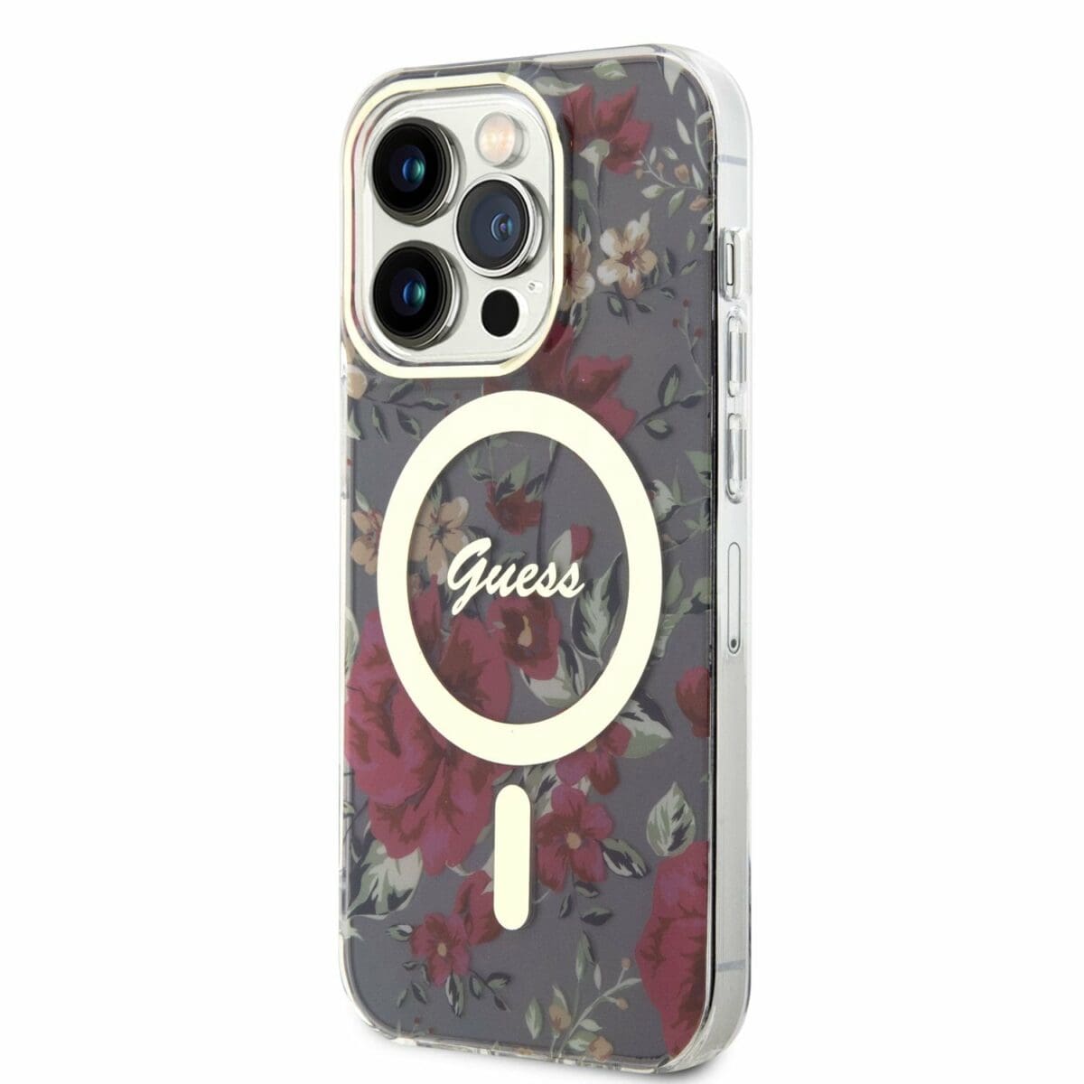 Guess PC/TPU Flowers IML MagSafe Kaki Kryt iPhone 14 Pro