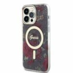 Guess PC/TPU Flowers IML MagSafe Kaki Kryt iPhone 14 Pro Max