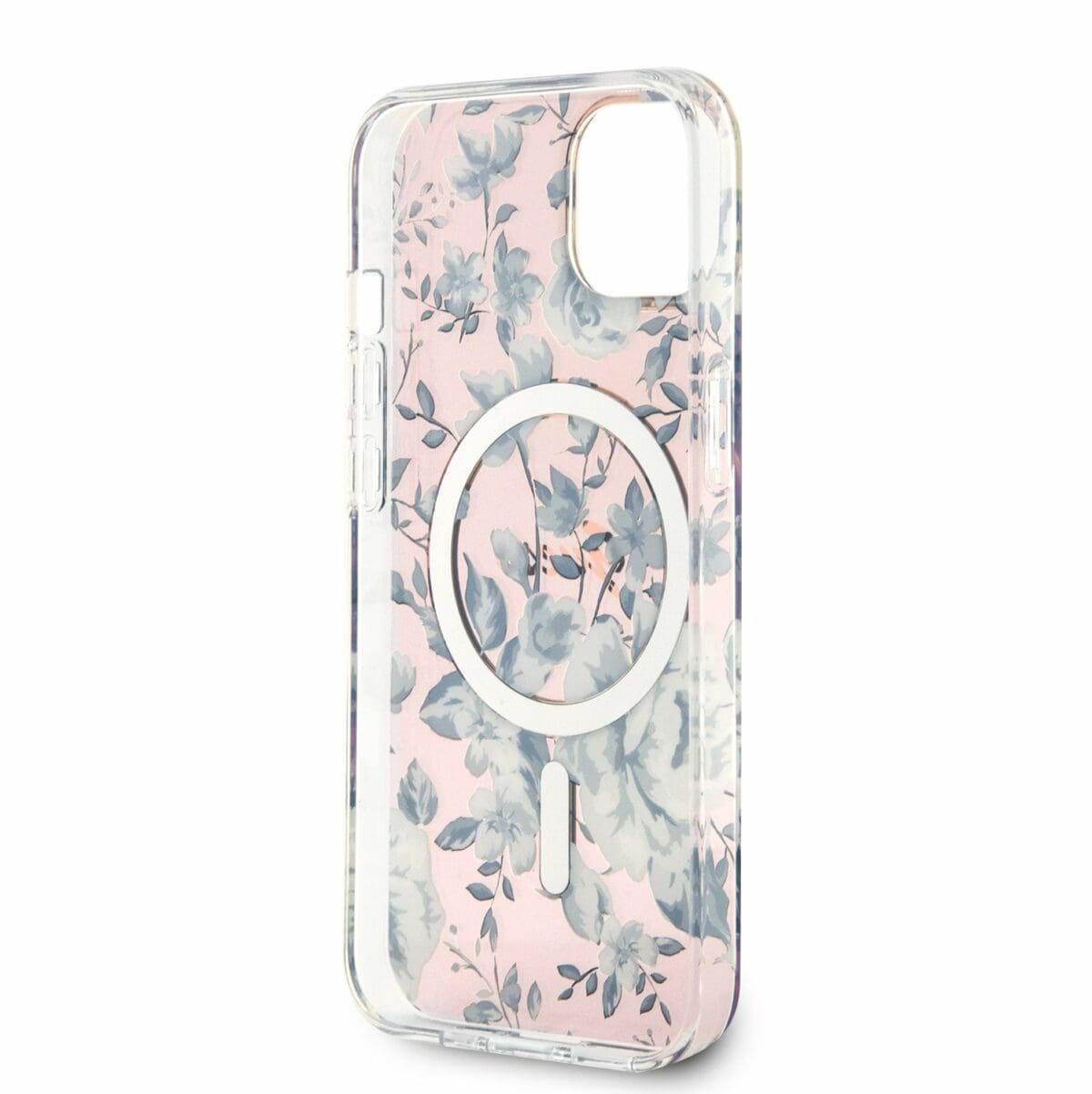 Guess PC/TPU Flowers IML MagSafe Pink Kryt iPhone 14