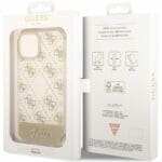 Guess PC/TPU Peony Glitter Script Logo Gold Kryt iPhone 14 Plus