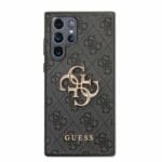 Guess PU 4G Metal Logo Grey Kryt Samsung Galaxy S22 Ultra
