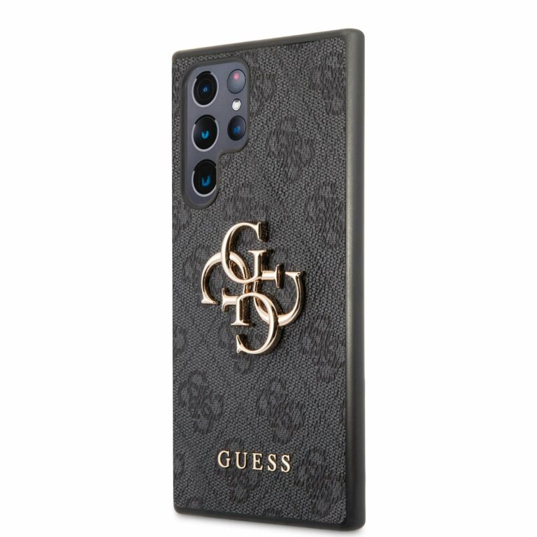 Guess PU 4G Metal Logo Grey Kryt Samsung Galaxy S22 Ultra