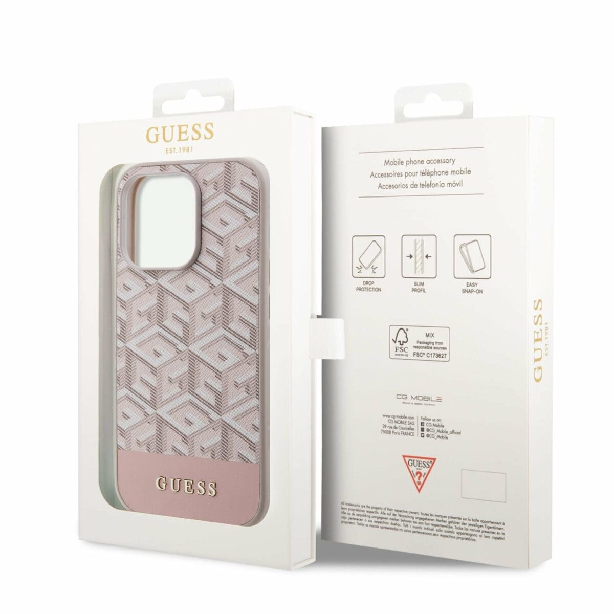 Guess PU G Cube MagSafe Pink Kryt iPhone 14 Pro Max