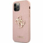 Guess PU Saffiano Big 4G Metal Logo Pink Kryt iPhone 12/12 Pro