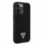 Guess Rhinestones Triangle Metal Logo Black Kryt iPhone 14 Pro Max