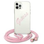 Guess Script Vintage Pink Kryt iPhone 12/12 Pro