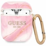 Guess Shiny Marble AirPods TPU Case Pink