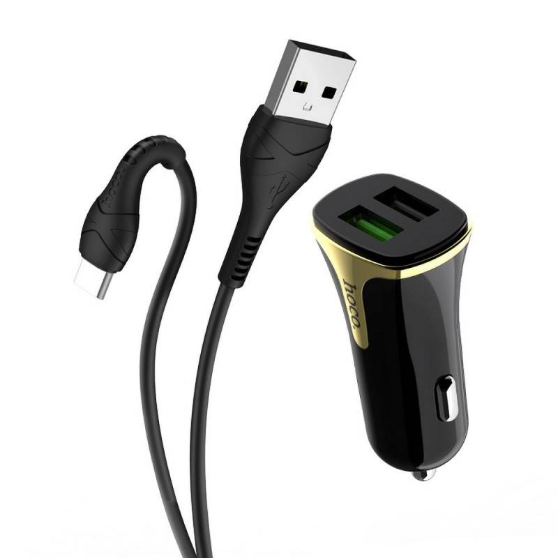 Hoco Nabíječka Do Auta Z31 3.4A 2 x USB3.0 + Cabel USB-C Set Black