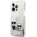 Karl Lagerfeld and Choupette Liquid Glitter Silver Kryt iPhone 13 Pro