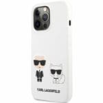Karl Lagerfeld and Choupette Liquid Silicone White Kryt iPhone 13 Pro