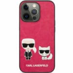 Karl Lagerfeld and Choupette PU Leather Fuchsia Kryt iPhone 13 Pro