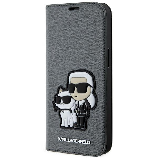 Karl Lagerfeld KLBKP14SSANKCPG Bookcase Silver Saffiano Karl & Choupette Kryt iPhone 14