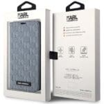 Karl Lagerfeld KLBKP14XSAKLHPG Bookcase Silver Saffiano Monogram Kryt iPhone 14 Pro Max