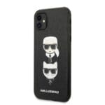 Karl Lagerfeld KLHCN61SAKICKCBK Black HardCase Saffiano Ikonik Karl&Choupette Head Kryt iPhone 11
