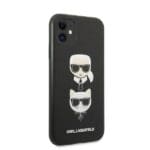 Karl Lagerfeld KLHCN61SAKICKCBK Black HardCase Saffiano Ikonik Karl&Choupette Head Kryt iPhone 11