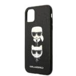 Karl Lagerfeld KLHCN61SAKICKCBK Black HardCase Saffiano Ikonik Karl&Choupette Head Kryt iPhone 11