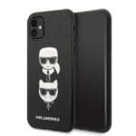 Karl Lagerfeld KLHCN61SAKICKCBK Black HardCase Saffiano Ikonik Karl&Choupette Head Kryt iPhone 11