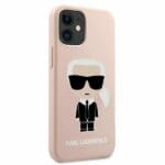 Karl Lagerfeld KLHCP12SSLFKPI Light Pink Silicone Iconic Kryt iPhone 12 Mini