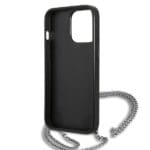 Karl Lagerfeld KLHCP13LPMK Black Leather Textured And Chain Kryt iPhone 13 Pro