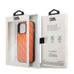 Karl Lagerfeld KLHCP13LPTLO Orange Perforated Allover Kryt iPhone 13 Pro