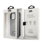 Karl Lagerfeld KLHCP13LSFMP2DG Silver Saffiano Plaque Kryt iPhone 13 Pro