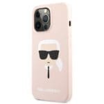 Karl Lagerfeld KLHCP13LSLKHLP Light Pink Silicone Karl`s Head Kryt iPhone 13 Pro
