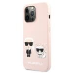 Karl Lagerfeld KLHCP13LSSKCI Hardcase Light Pink Silicone Karl & Choupette Kryt iPhone 13 Pro