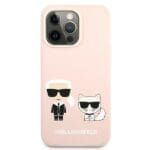 Karl Lagerfeld KLHCP13LSSKCI Hardcase Light Pink Silicone Karl & Choupette Kryt iPhone 13 Pro