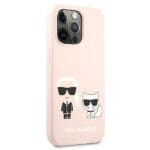 Karl Lagerfeld KLHCP13LSSKCI Hardcase Light Pink Silicone Karl & Choupette Kryt iPhone 13 Pro