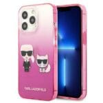 Karl Lagerfeld KLHCP13LTGKCP Pink Gradient Ikonik Karl & Choupette Kryt iPhone 13 Pro