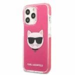 Karl Lagerfeld KLHCP13LTPECPI Fuschia Choupette Head Kryt iPhone 13 Pro