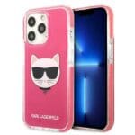 Karl Lagerfeld KLHCP13LTPECPI Fuschia Choupette Head Kryt iPhone 13 Pro