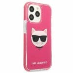 Karl Lagerfeld KLHCP13LTPECPI Fuschia Choupette Head Kryt iPhone 13 Pro