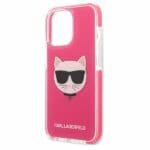 Karl Lagerfeld KLHCP13LTPECPI Fuschia Choupette Head Kryt iPhone 13 Pro