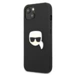 Karl Lagerfeld KLHCP13SPKMK Black Leather Ikonik Karl`s Head Metal Kryt iPhone 13 Mini