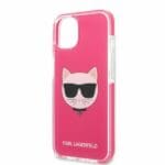 Karl Lagerfeld KLHCP13STPECPI Fuschia Choupette Head Kryt iPhone 13 Mini