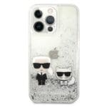 Karl Lagerfeld KLHCP13XGKCS Silver Liquid Glitter Karl&Choupette Kryt iPhone 13 Pro Max