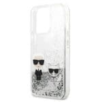 Karl Lagerfeld KLHCP13XGKCS Silver Liquid Glitter Karl&Choupette Kryt iPhone 13 Pro Max
