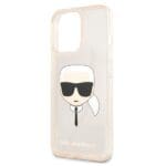 Karl Lagerfeld KLHCP13XKHTUGLGO Gold Glitter Karl`s Head Kryt iPhone 13 Pro Max